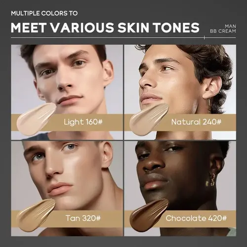 Imagen 1 del producto Crema BB de 30g para hombres, corrector Facial de cobertura completa, base de maquillaje de larga duración, base líquida BB resistente al agua para hombres