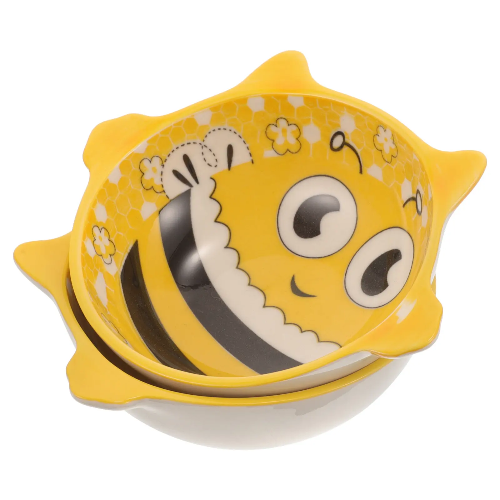 

Набор из 2 керамических мисок для десертов с мультяшным дизайном (тема пчелы) для прикорма малышей, прочные, легко моются, практичные для различных целей