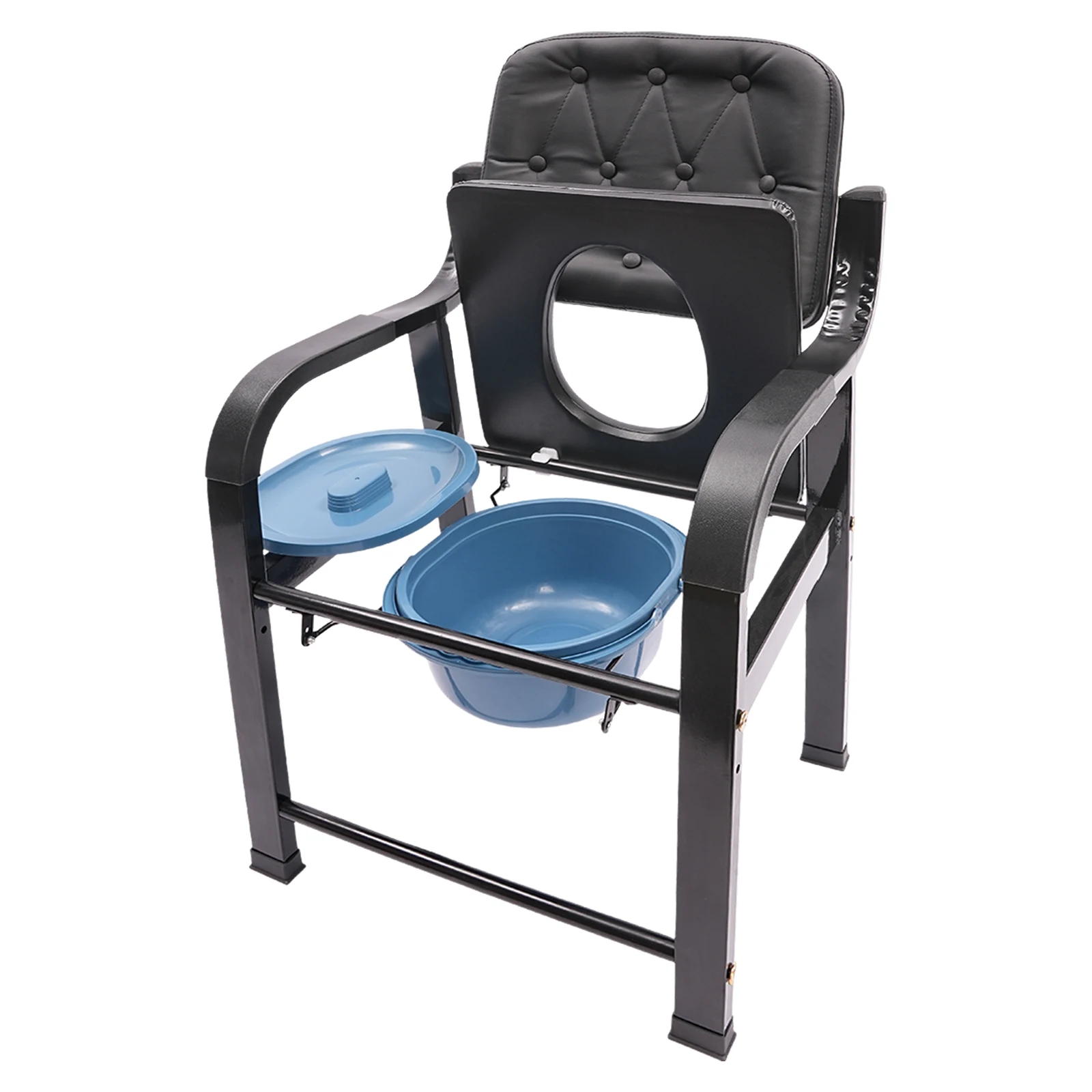 Shower Commode Wheelchair  Heavy Duty Bedside Commode Chair for Seniors Adults Elderly