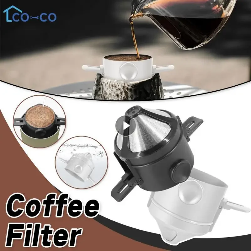 Portable Foldable Coffee Filter Stainless Steel Easy Clean Reusable Coffee Funnel Paperless Pour Over Holder Coffee Dripper