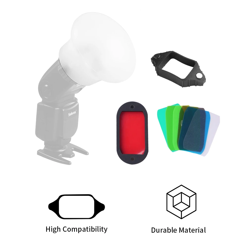 

Selens Magnetic Camera Flash Modifier Sphere Bounce Light Diffusers mini Softbox with 7 Coloured Gel Filter for Photoshoot