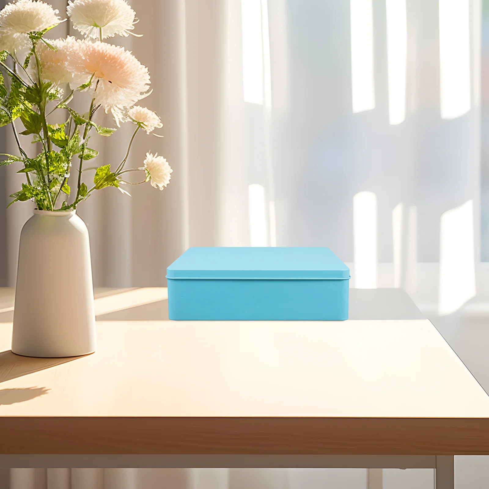 

Extra Large Tinplate Storage Box Blue Metal Container For Cookies Snacks Candy Kitchen Organization Large Decorative Tin