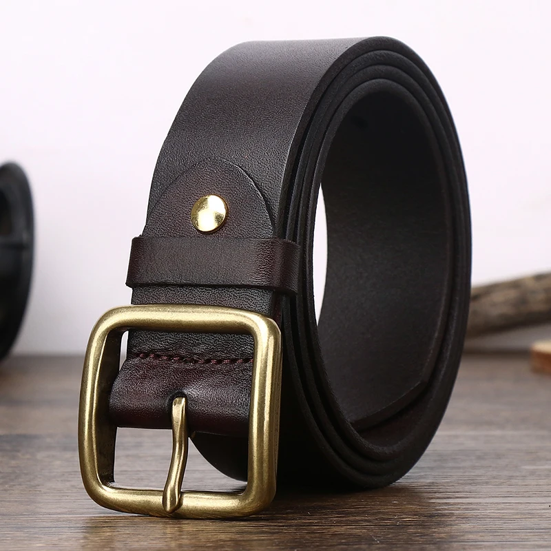 Men\'s Belts Top Leather Casual High-quality Belt Vintage Design Pin Buckle Genuine Leather Belt  Fashion Original Cowhide