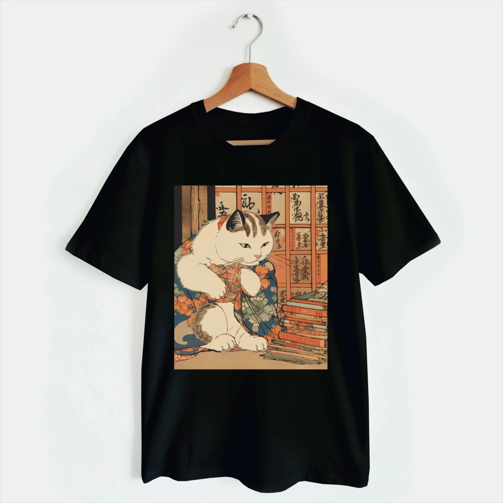 

Кимоно с графическим принтом кота, летняя роскошная брендовая мужская и женская футболка из чистого хлопка с коротким рукавом, уличная модная трендовая одежда