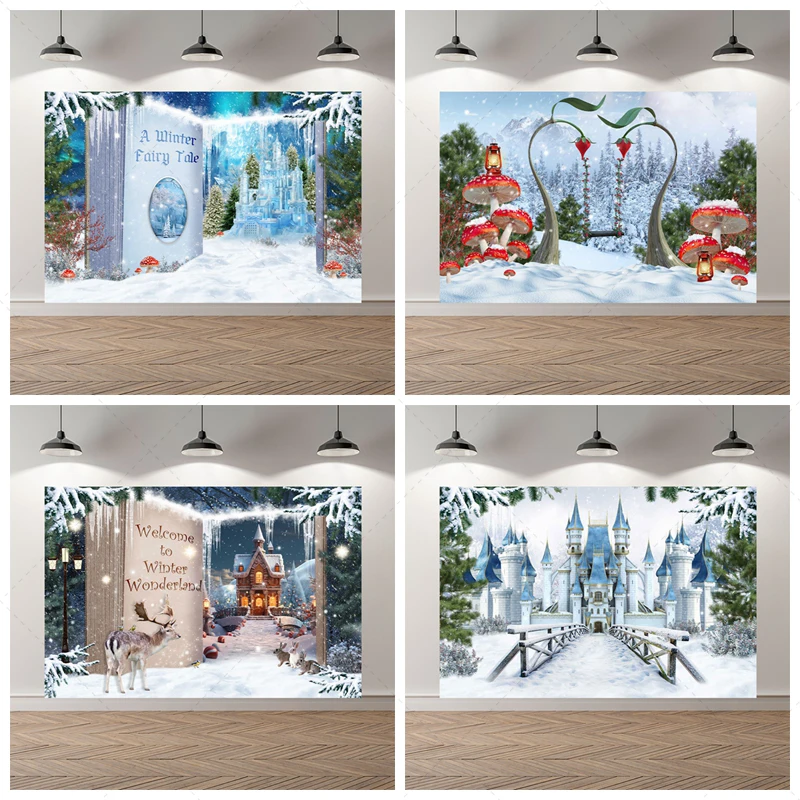 

Winter fairy tale fantasy theme decoration magic forest landscaping shooting background children's birthday photo Backdrop Props