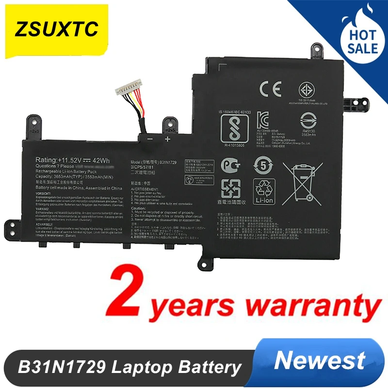 

Новый аккумулятор для ноутбука B31N1729 ASUS VivoBook S15 S530 S530F S530FA S530FN S530UA S530UF S530UN X530FN X530FN-1A 42Wh B31N1729