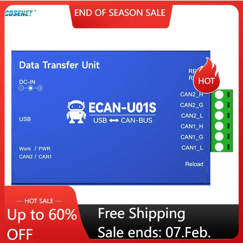 CAN To USB Protocol Converter CDSENET ECAN-U01S CAN Relay Dual Channel Can2.0 Baud Rate 1M PC-USB2.0 Communication Transceiver