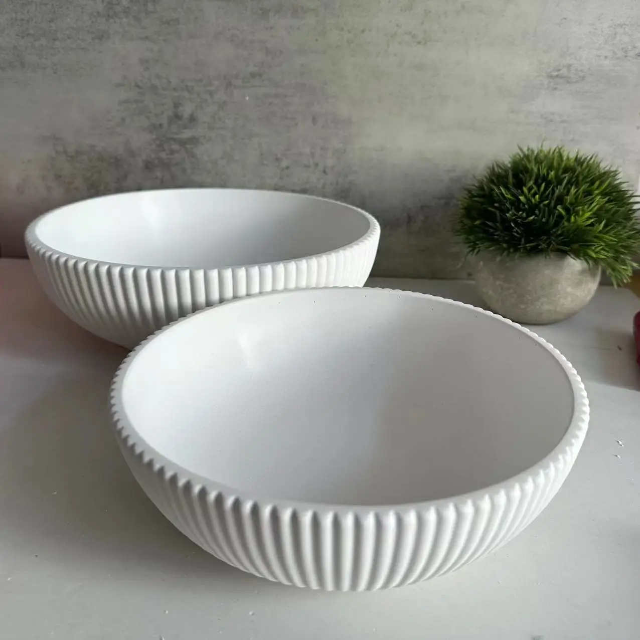 Large Capacity Bowl Candle Vessel Concrete Mold Home Garden Planters Storage Tray Silicone Mold Striped Concrete Cement Cup Mold