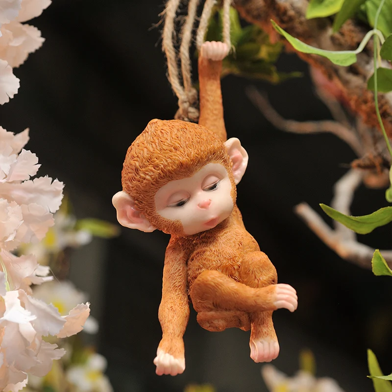 

Pastoral Cute Hanging Monkey Resin Ornaments Outdoor Garden Courtyard Sculpture Crafts Homestay Landscape Figurines Decoration