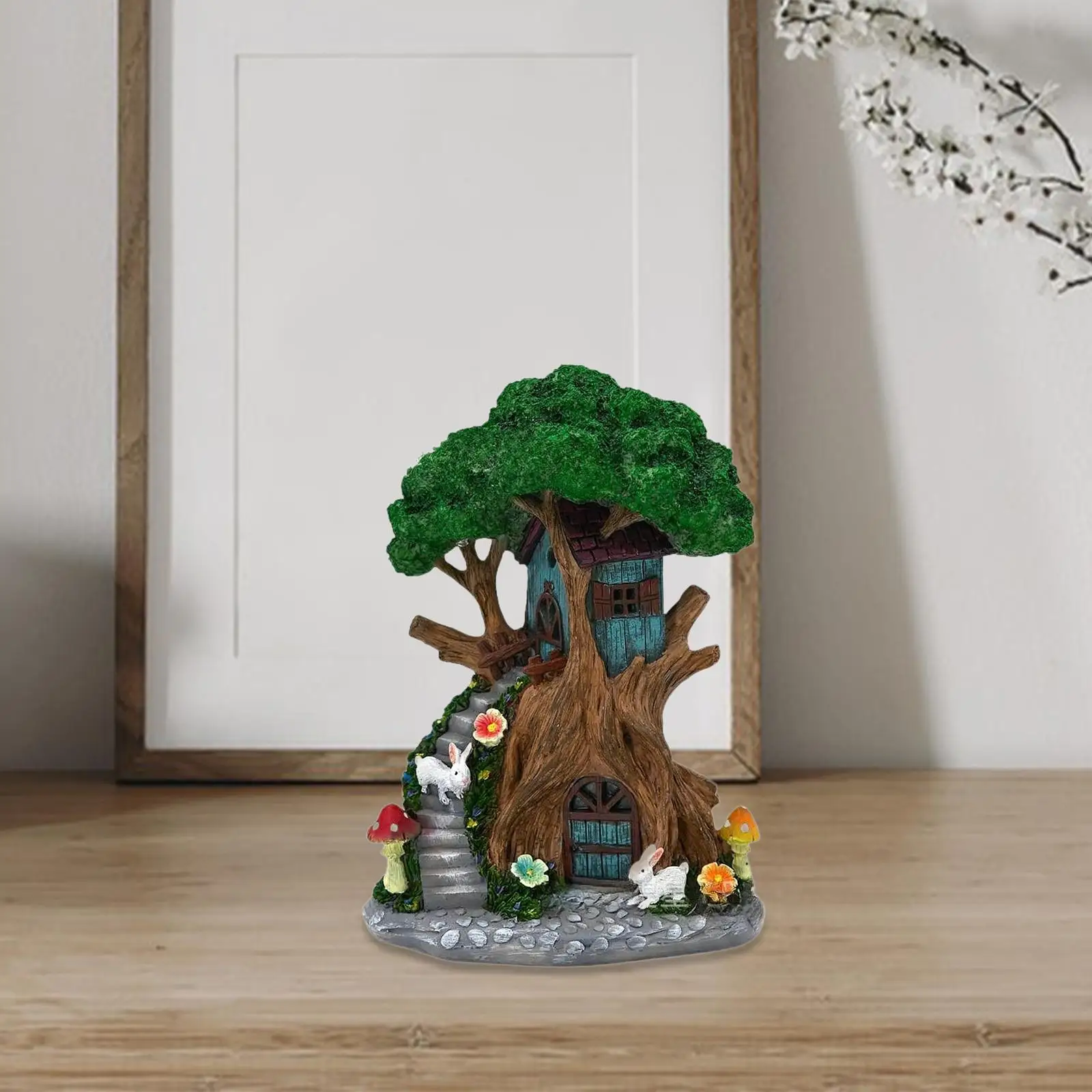 

Садовая статуэтка-декорация «Домик феи» на солнечных батареях из смолы для газона, патио и двора