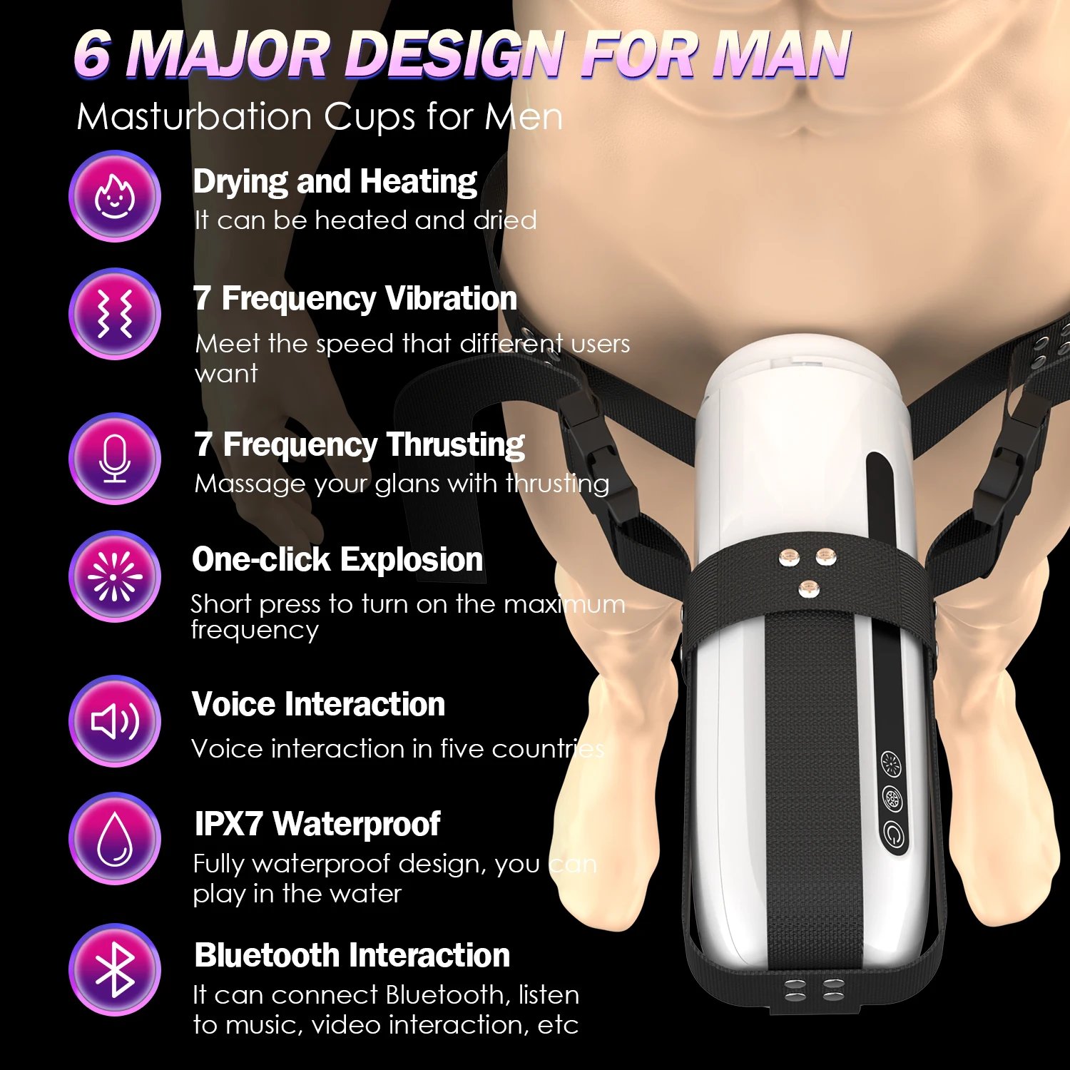 Wearable Men Masturbation Supplies Automatic Telescopic Adult Goods Heating Vibrator Male Masturbator Cup Sex Toys Can Add Water