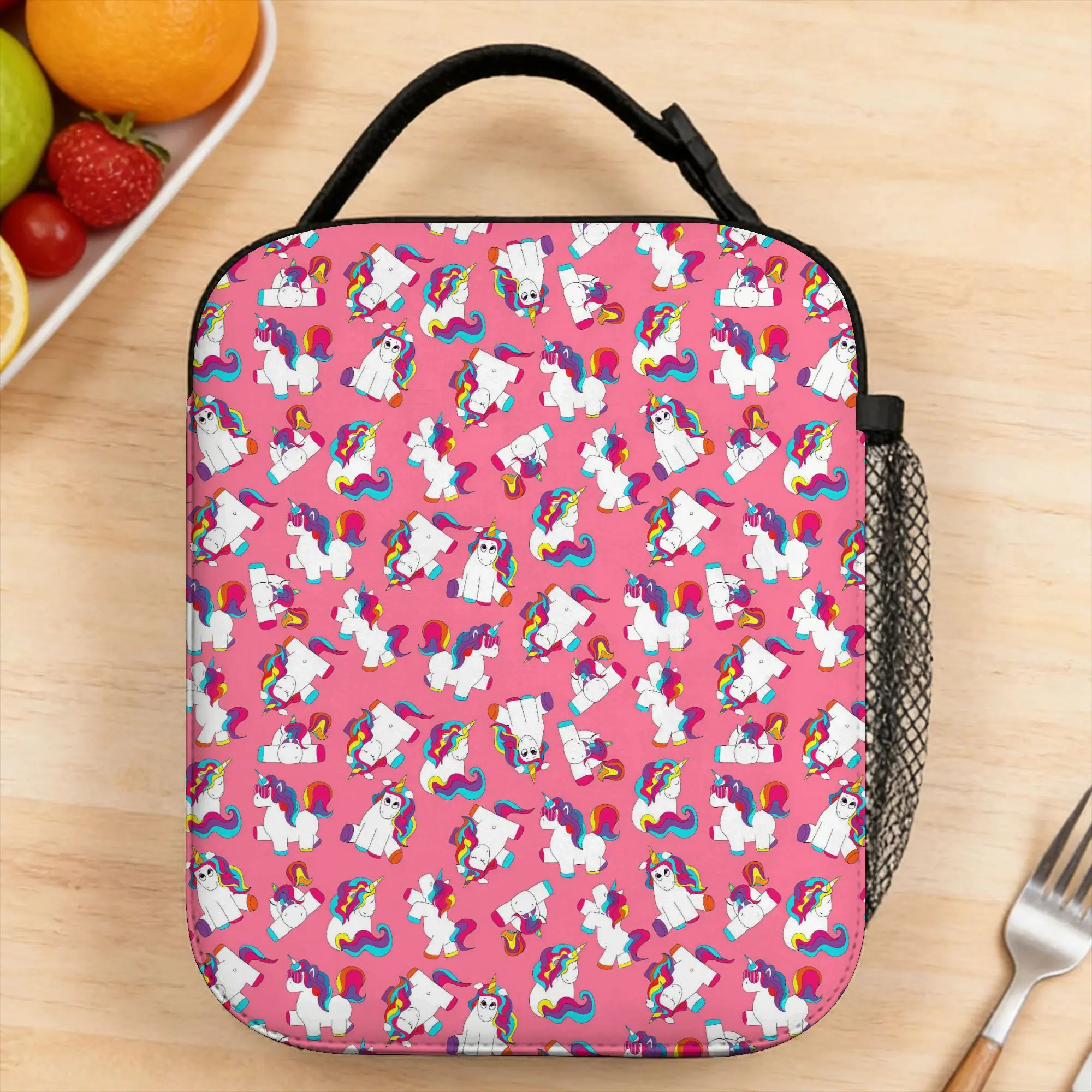 

Lunch Bag Cute Dense Unicorn School Lunch Box For Girls Casual Convenient Print Thermal Tote Handbags