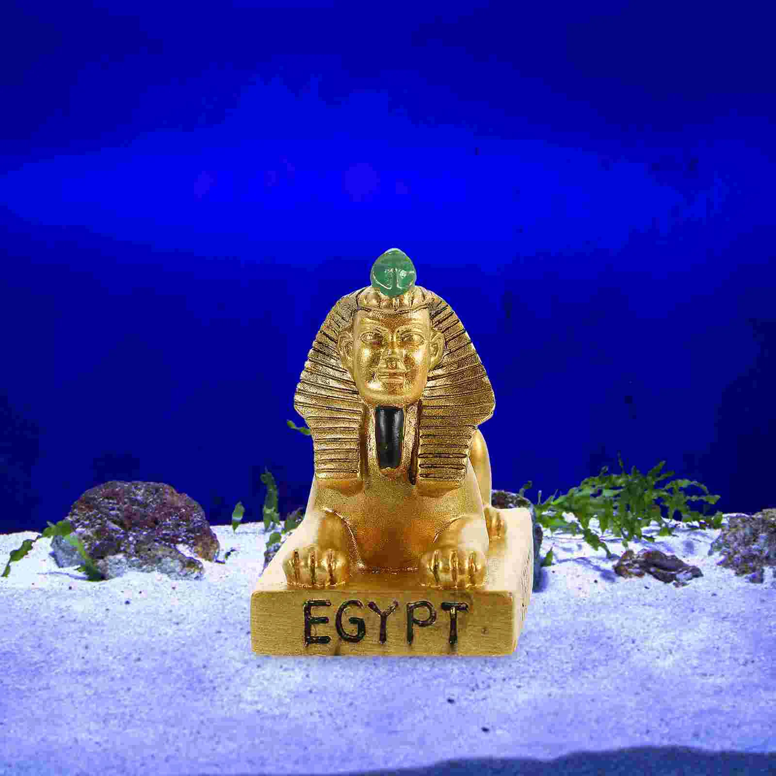 Aquarium Decor Sphinx Shaped Adornment Ornament Hideout Decoration Simulated Resin Container