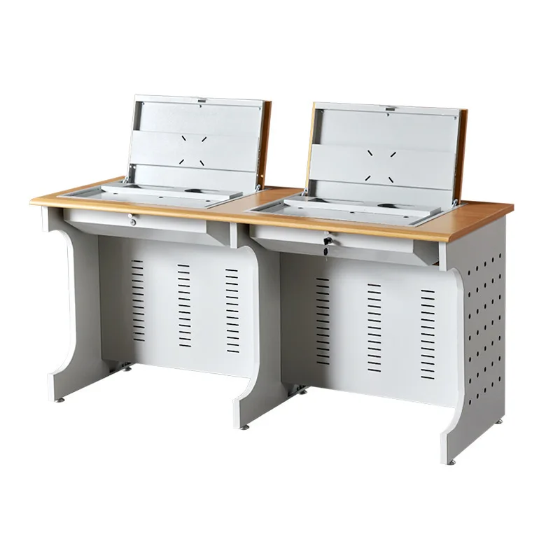 

Single and double triple flip computer desk school computer room multimedia classroom training table display hidden student