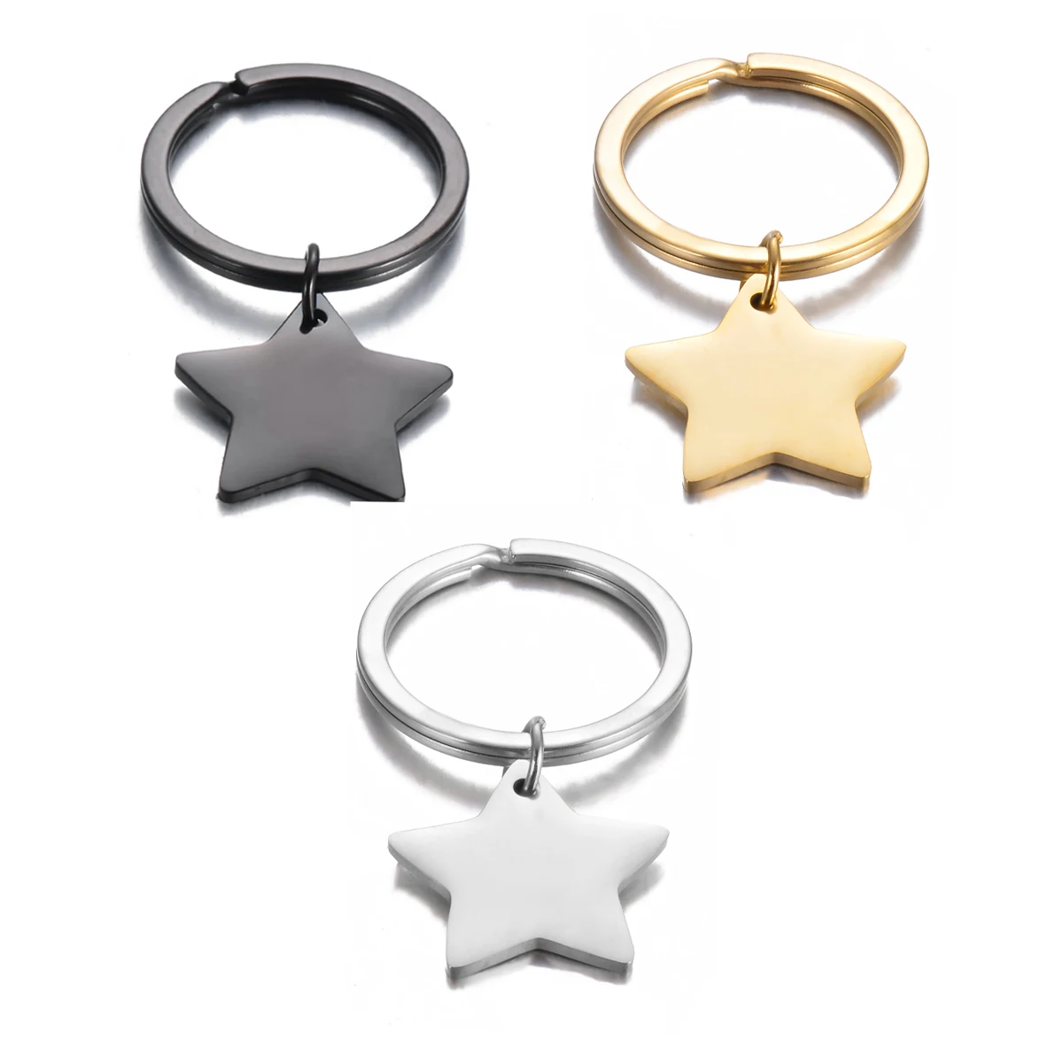 2Pcs Polishing Blank Dog Tag Stainless Steel Star Charm Military Army Pendant For Necklace Custom DIY Jewelry Making Keychain