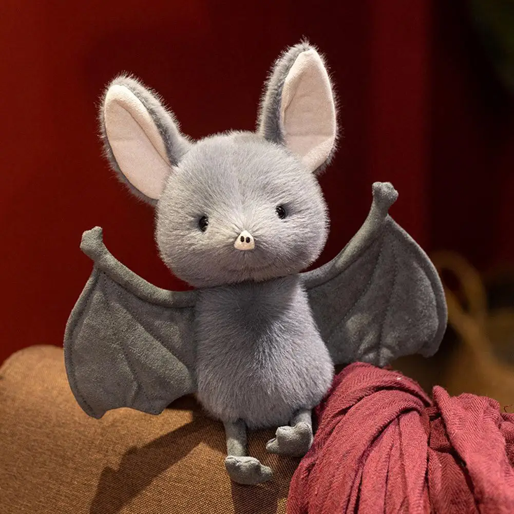Weihnachtsgeschenk 20cm Fledermaus-Plüschtier, Cartoon-Design, lustiger Fledermaus-Kuscheltier, weiche graue Fledermaus-Plüschtiere, Halloween-Dekoration