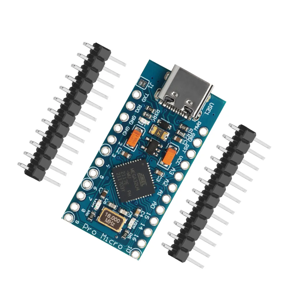 Pro Micro ATMEGA32U4 Development Board 5V 16MHz Type-C Interface With Pin Header 12 Digital IO 5 PWM 4 Channel ADC For Arduino Leonardo Compatible USB HID DIY Project