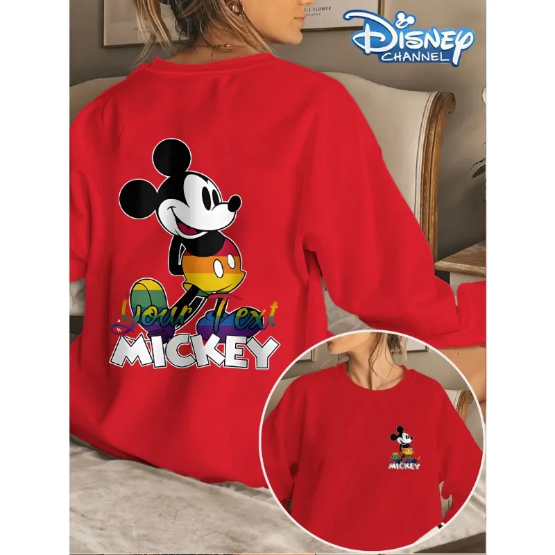 

Disney Mickey Mouse 3D Printed Women's Round-neck Long-sleeved Casual, Loose, Comfortable, Breathable and Quick-drying T-shirt