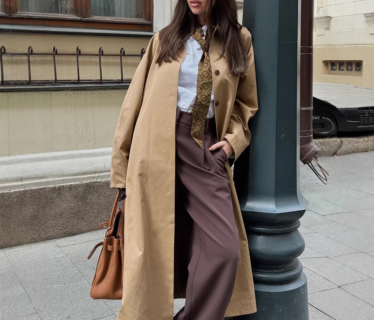 レディースシンプルロングトレンチコート2025秋冬ラペルシングルブレストトレンチコート純綿ゆったりレディーストレンチコート