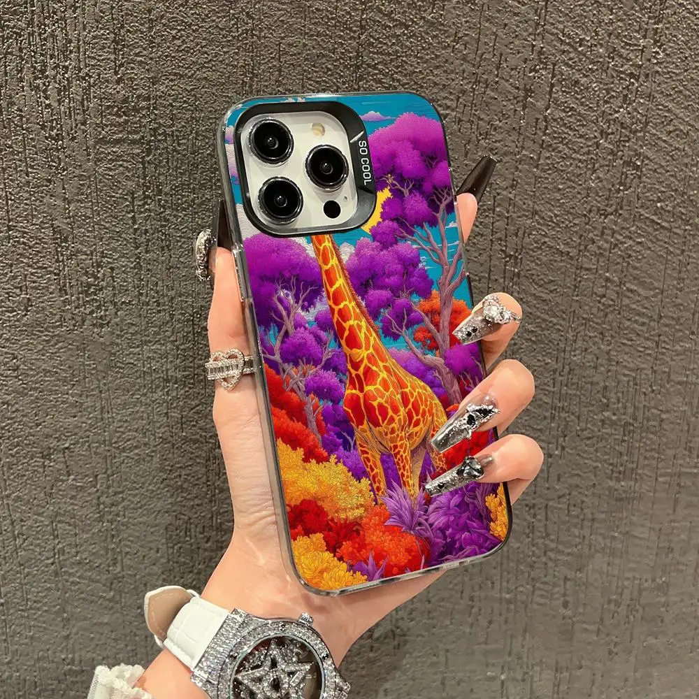 

Cartoon giraffe pattern Phone Case case for iPhone17 16 15 14 13 12 11 Pro/ Max/Plus shock-proof rear cover anti-fingerprint