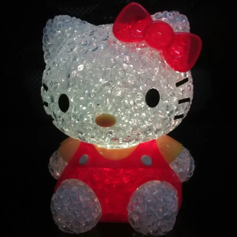 Hello Kitty Lamp Cute Home Halloween Christmas Home Decorated Plastic Crystal Colorful Nightlight Girl Gift