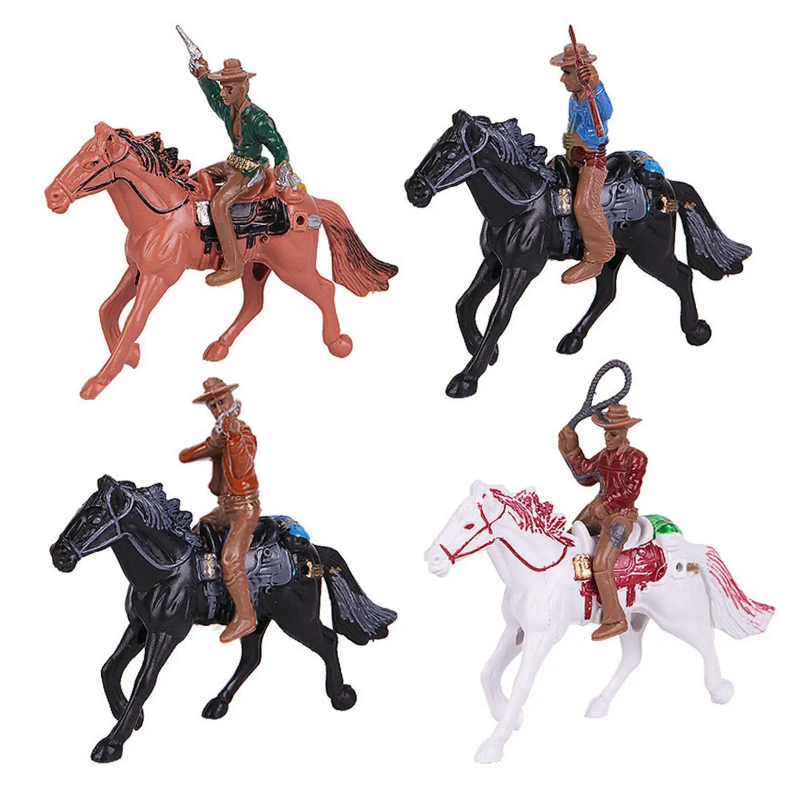 Estatuilla de montar a caballo Figuras americanas Regalo de cumpleaños Modelo de vaquero occidental Figuras de personajes para niños pequeños