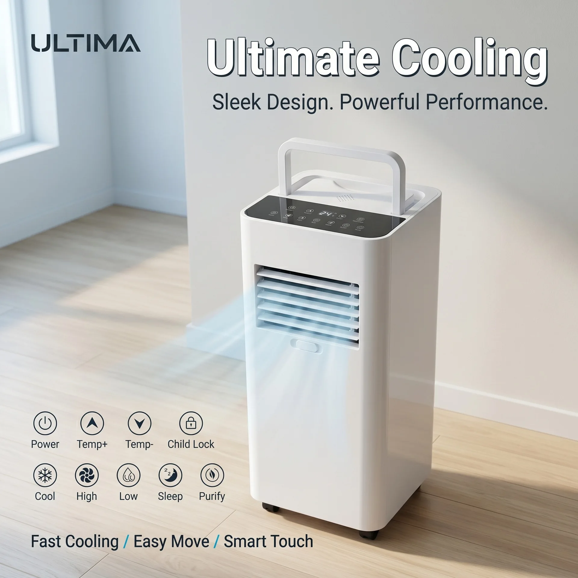Portable Electric Air Conditioner  Only Dehumidification Purification Remote Control Touch Screen US Export-quality