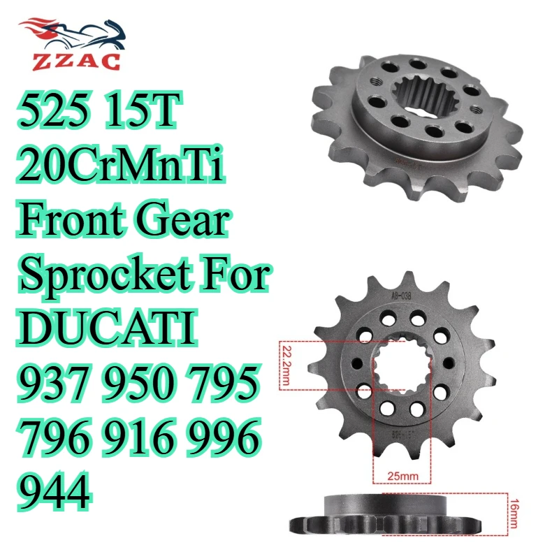 525 15T 20CrMnTi Front Gear Sprocket For DUCATI 937 950 Multistrada Desert X 795 796 916 996 944 Monster Hypermotard S SPS ST4S