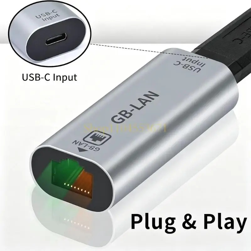 Best Seller RJ45 Female Ethernet Bridge for Compatible USB C Equipment, Three Speed Support, No Separate Driver Installation and