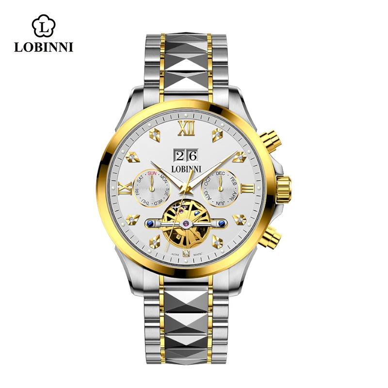 

LOBINNI New Men's 50m Waterproof Top Brand Business 42mm Automatic Watch With Stainless Steel Band