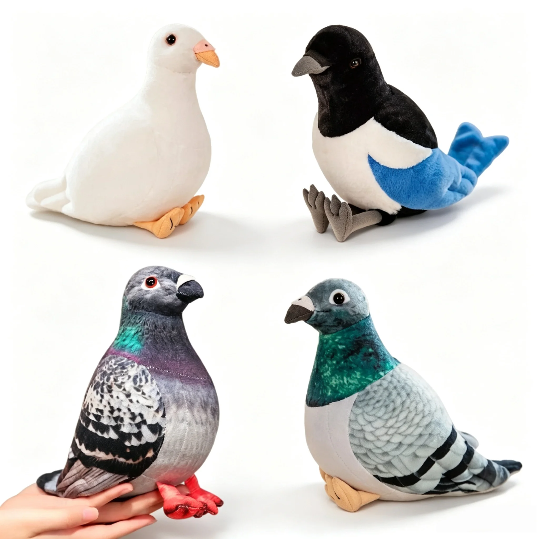 20/25/35cm Simulated Pigeon Plush Doll Cute White Dove Plush Toy Magpie Stuffed Animal Doll Photography Props Home Decor Gifts