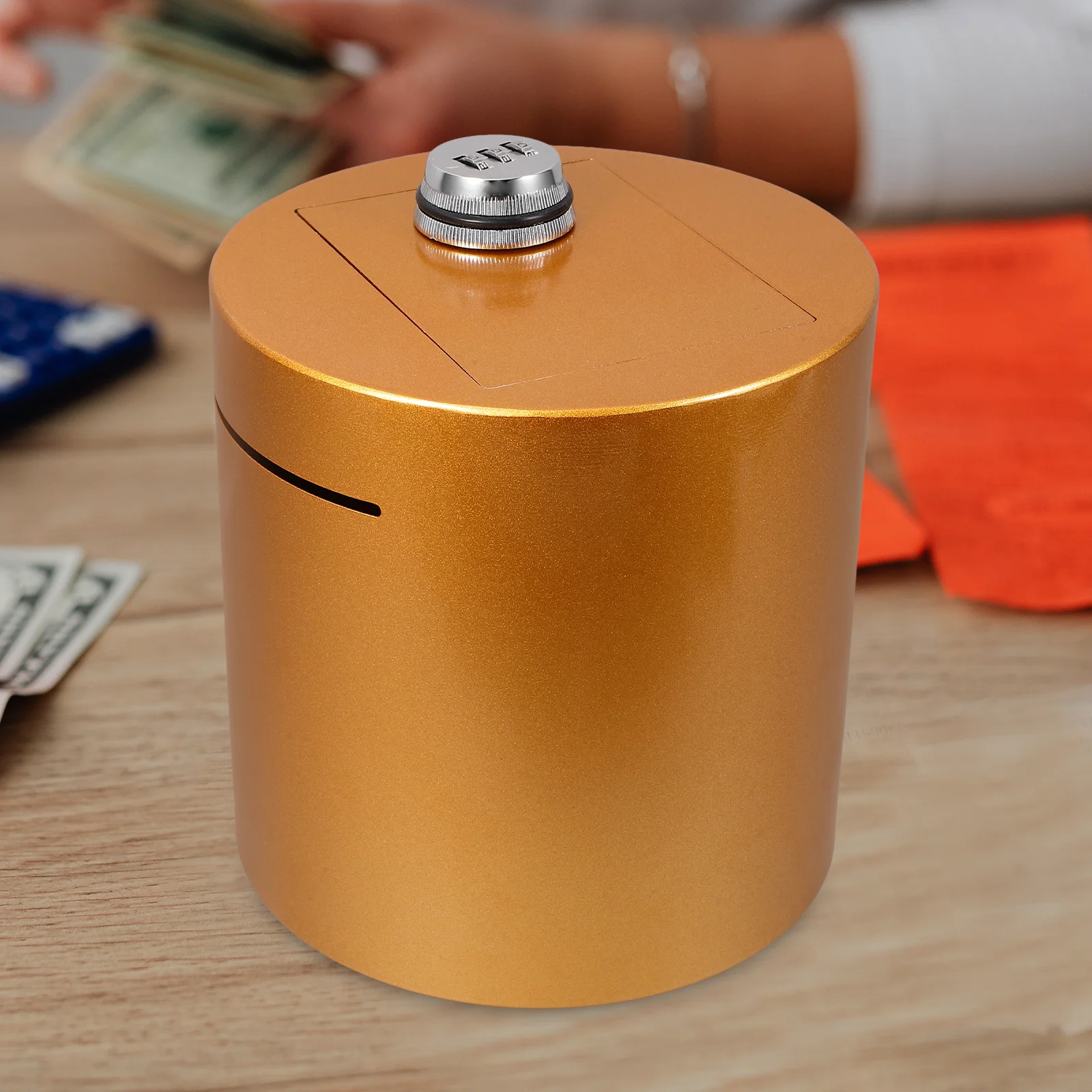 Unbreakable Metal Piggy Bank Cylinder Password Lock Secure Money Saving Box Portable Coin Container for Adults and Children