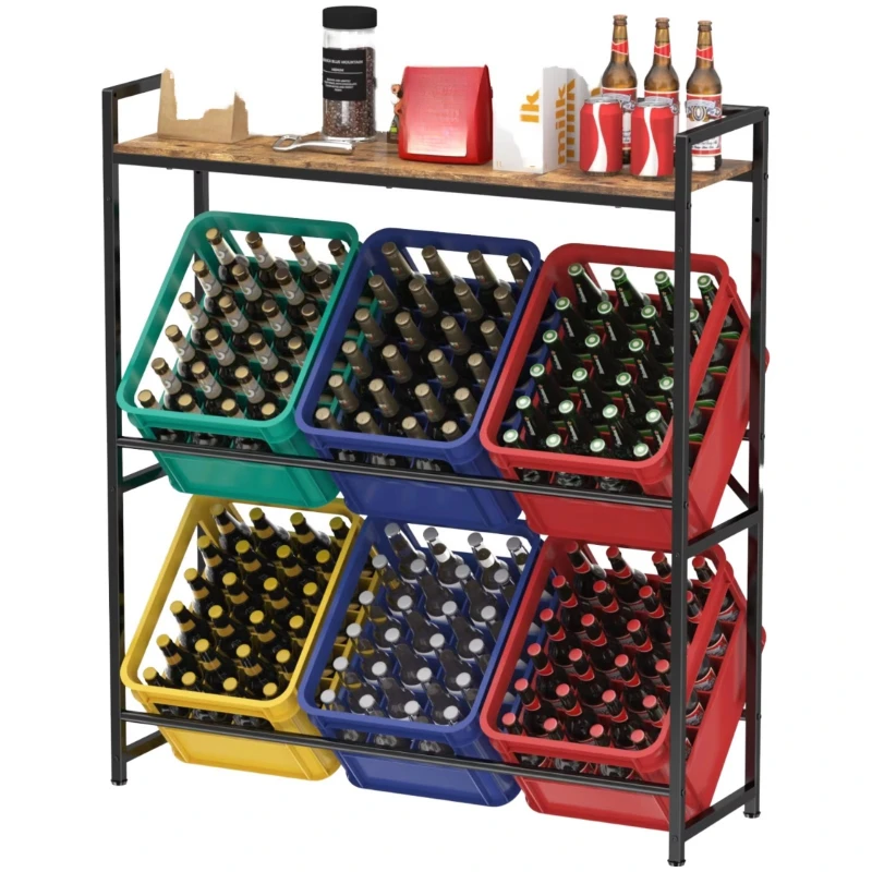 

Freestanding beverage rack metal storage rack, triple vertical, for water beer and beverages