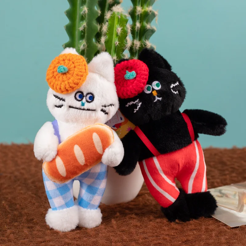 لطيف البولكا الكلب القط قلادة المفاتيح ألعاب من نسيج مخملي الكرتون مريلة القط محشوة دمية سيارة حلقة رئيسية حقيبة الظهر ديكور طفل هدية عيد ميلاد