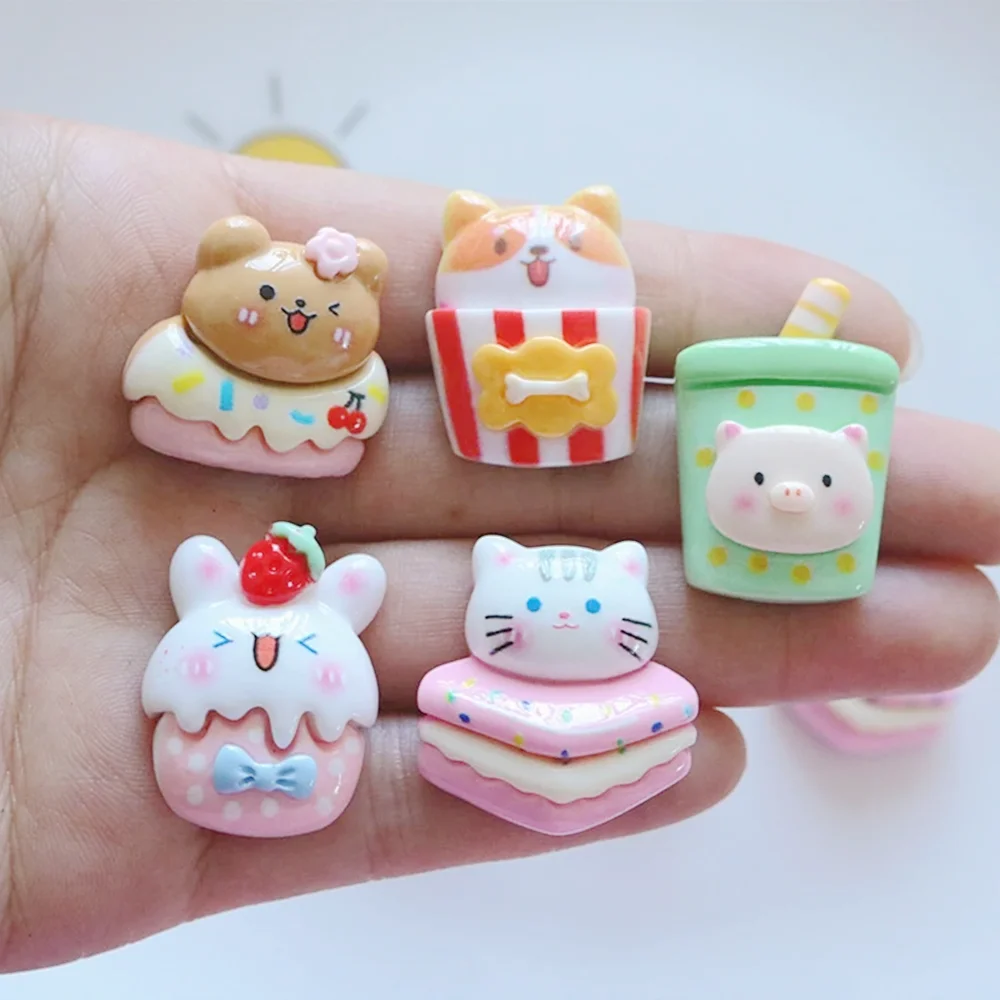 10 Pcs New Cute Cartoon Food Game Resin Scrapbook Diy Jewellery Hairpin Decorate Accessories Craft 007