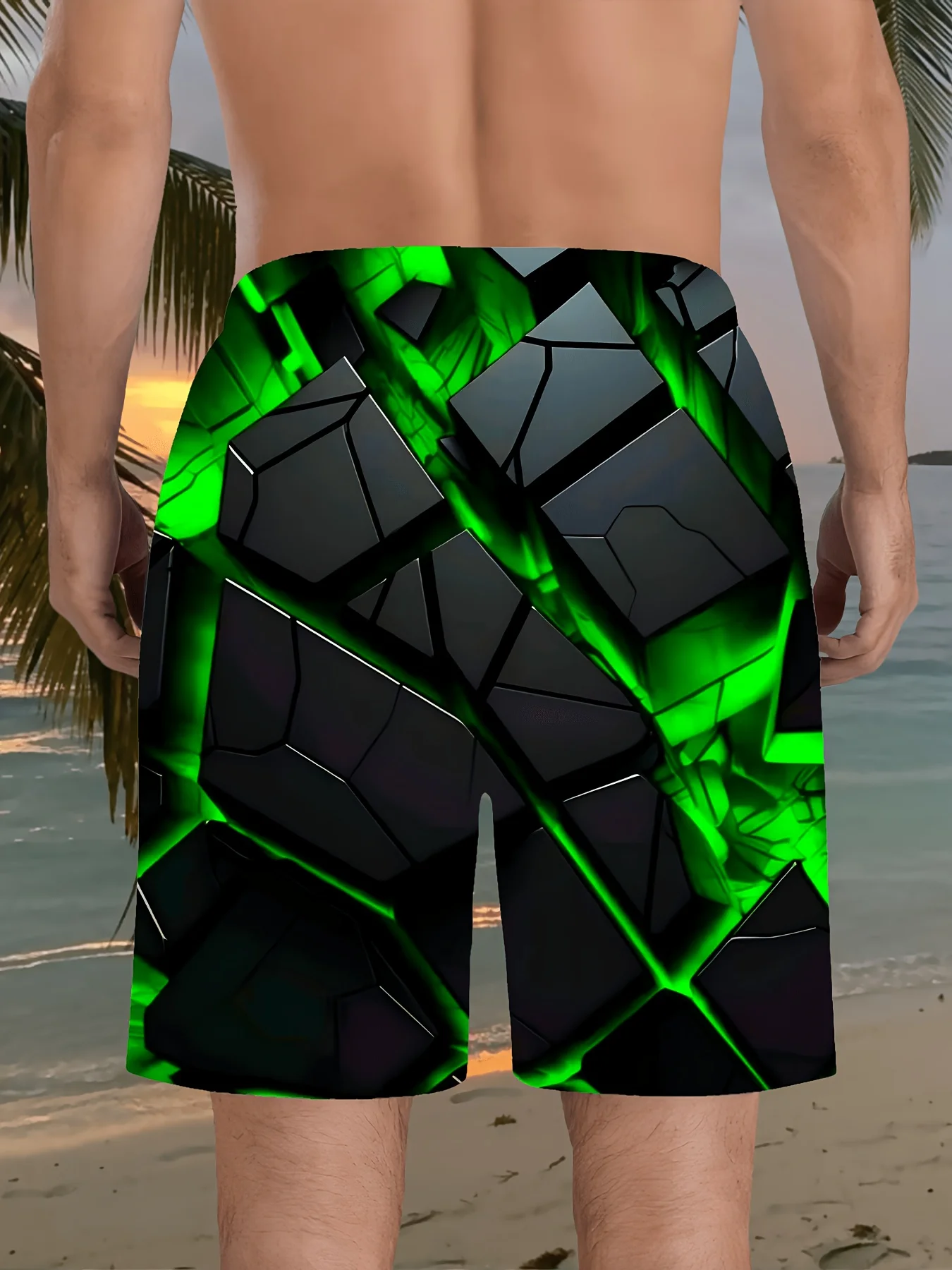 Summer New Style Men's Casual Shorts with Geometric 3D Pattern Print - Beach Casual Shorts with Breathability for the Beach