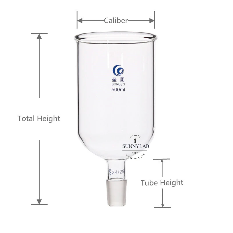 1Pcs Clear 50mm To 150mm Glass Cylindrical Feed Funnel With Standard Ground-in Mouth For Using In Lab Experiment Supply