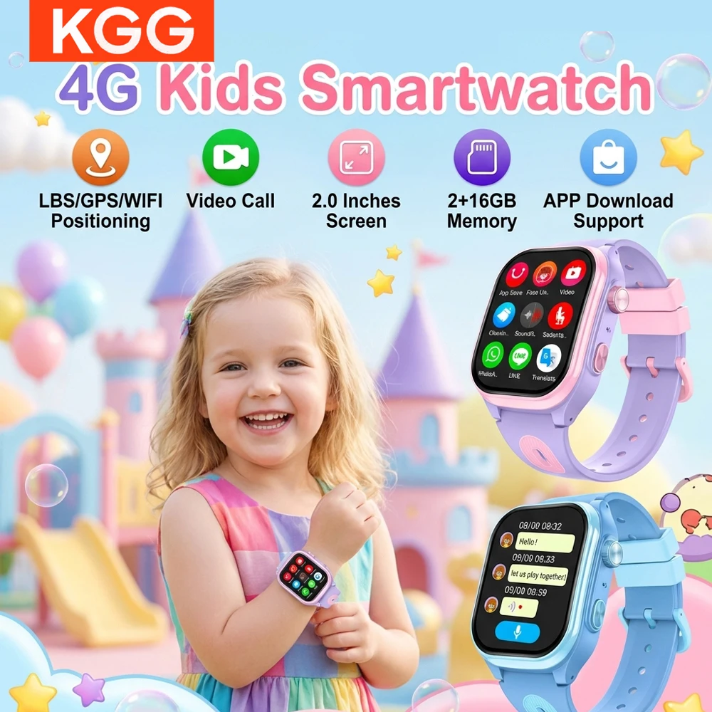 

Kids 4G Smart Phone Watch 2+16GB GPS WIFI Video Call APP Download SOS Child Smartwatch Monitor Tracker Location Boys Girls Gift