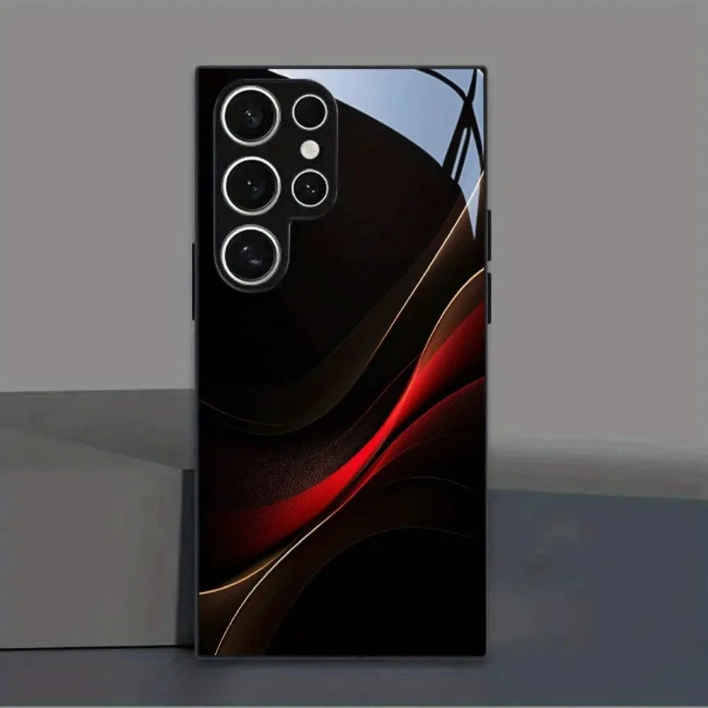 Luxury Black Case with Red And Golden Charm Design Phone case for Samsung GalaxyS26 S25 S24 S23 S22 S21 Ultra,Plus Dropresistant