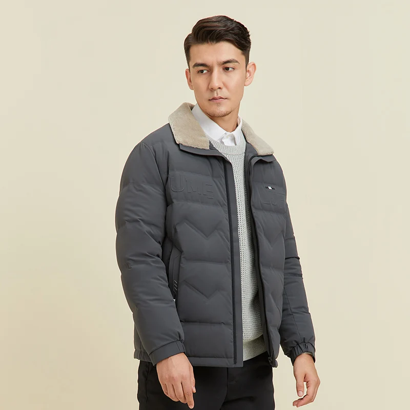 Chericom Winter Men's Short Jacket Down Jacket Fashion Trend Lamb Wool Lapel Outerwear Business Casual Soft Puffer Coats 279650