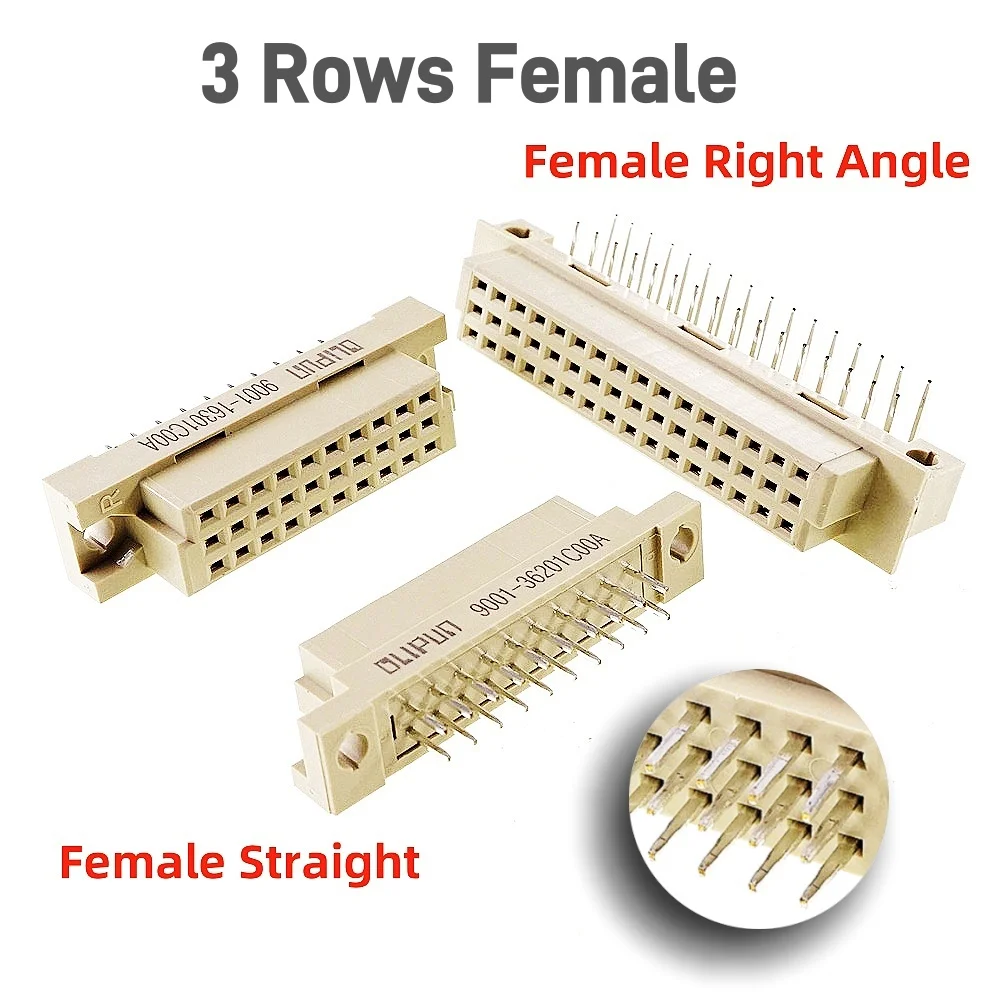 5 Pcs DIN 41612 Connector 20 30 32 48 64 96 Pin Plug Male Female Socket Vertical Right Angle Through Hole PCB Pitch 2.54 MM