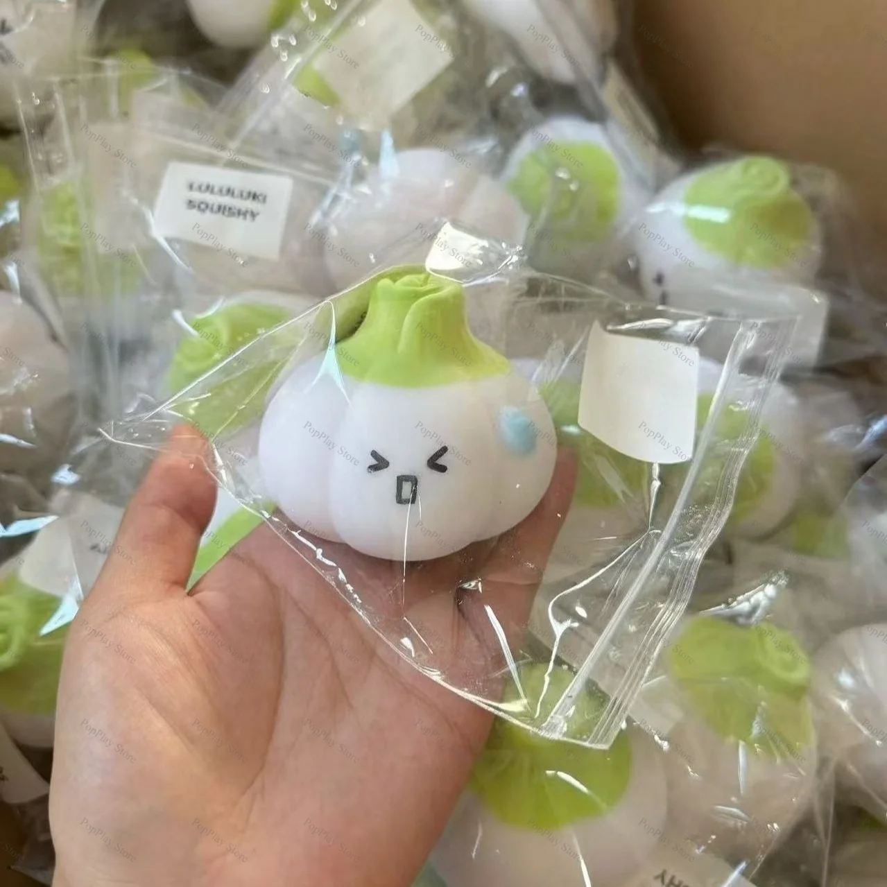 Handmade Crunchy Squishy Cute Garlic Stress Ball Squeeze Toy, Crispy Sound Squishy Fidget Ball, ASMR Sensory Stress Relief Toy view 5