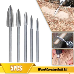 5Pcs Carving Drill Bit HSS Engraving Drill Bit Set Solid Carbide Root Milling Grinder Burr Precise Woodworking Grinding Tools