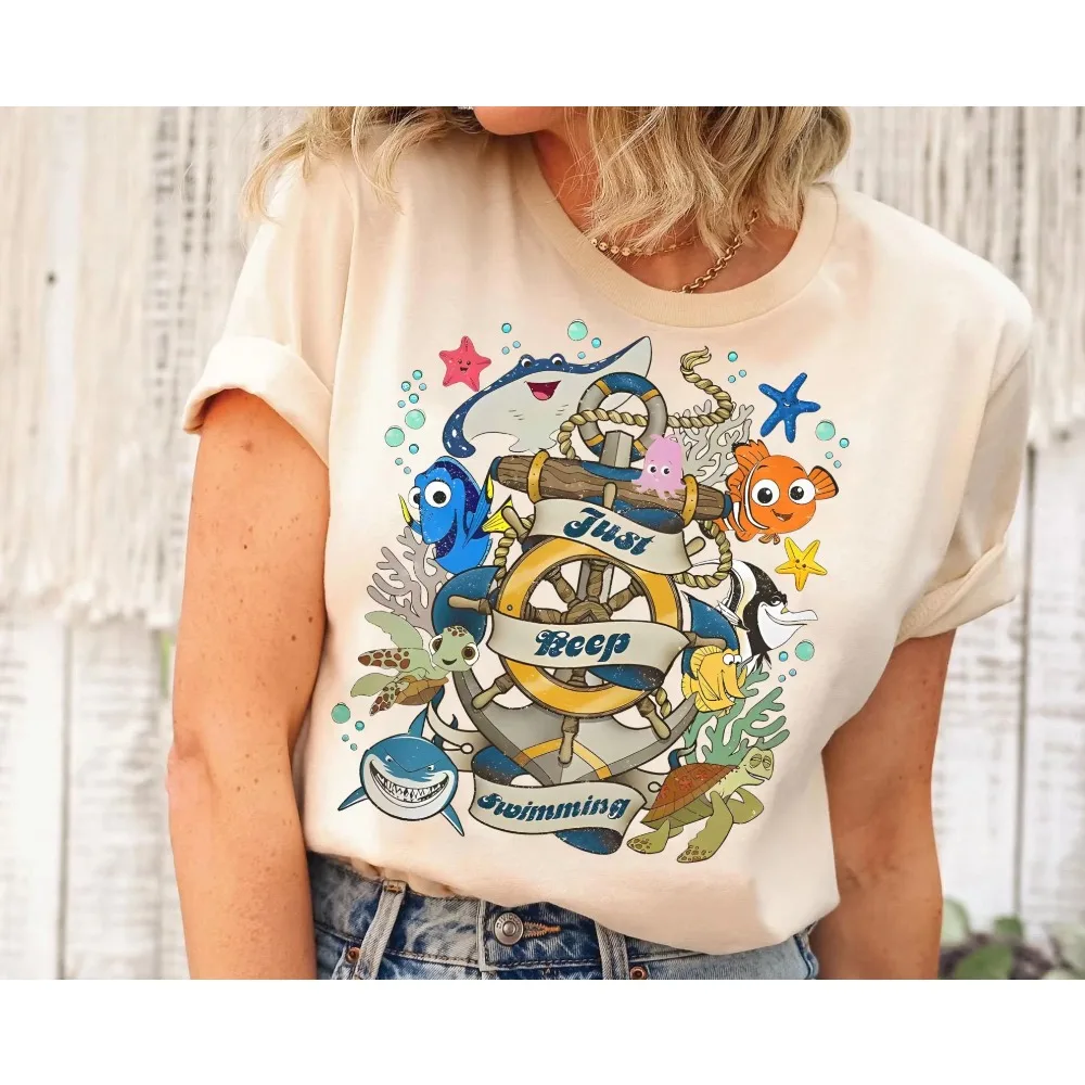 

Retro Finding Dory Just Keep Swimming Shirt Funny Disney Pixar Cute Finding Nemo T-Shirt Disney Family Tee WDW Family Trip