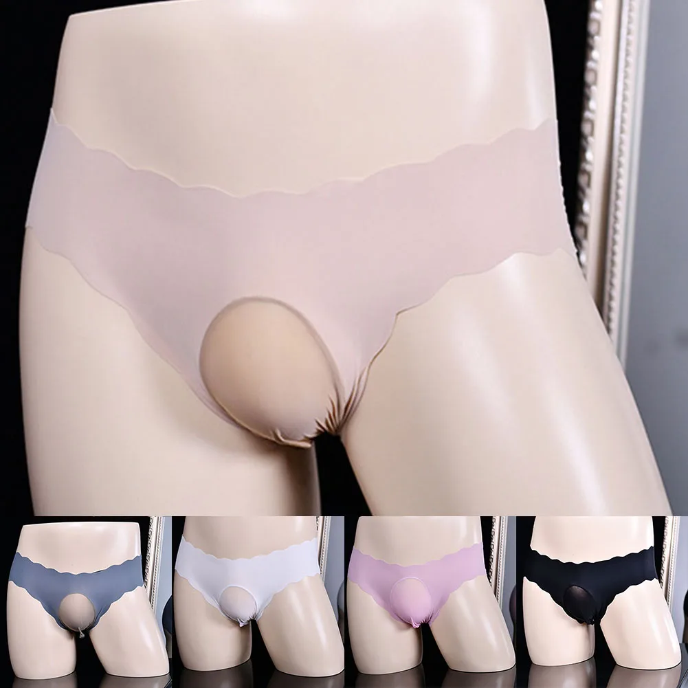 

Men Seamless Smooth Wavy Edge Brief Underwear Breathable Ball Pouch Underpants Sissy Traceless Panties