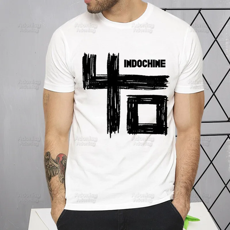 Indochine French Band T Shirt Fashion Print Pop Rock Wave Tshirt Summer Mens Novelty Short Sleeve T-shirt Men Funny Tops