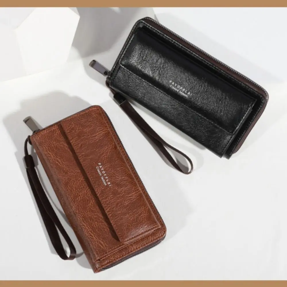 Fashion Zipper Long Wallet Large Capacity Double Layer Clutch Bag Multi Card PU Phone Bag Gift