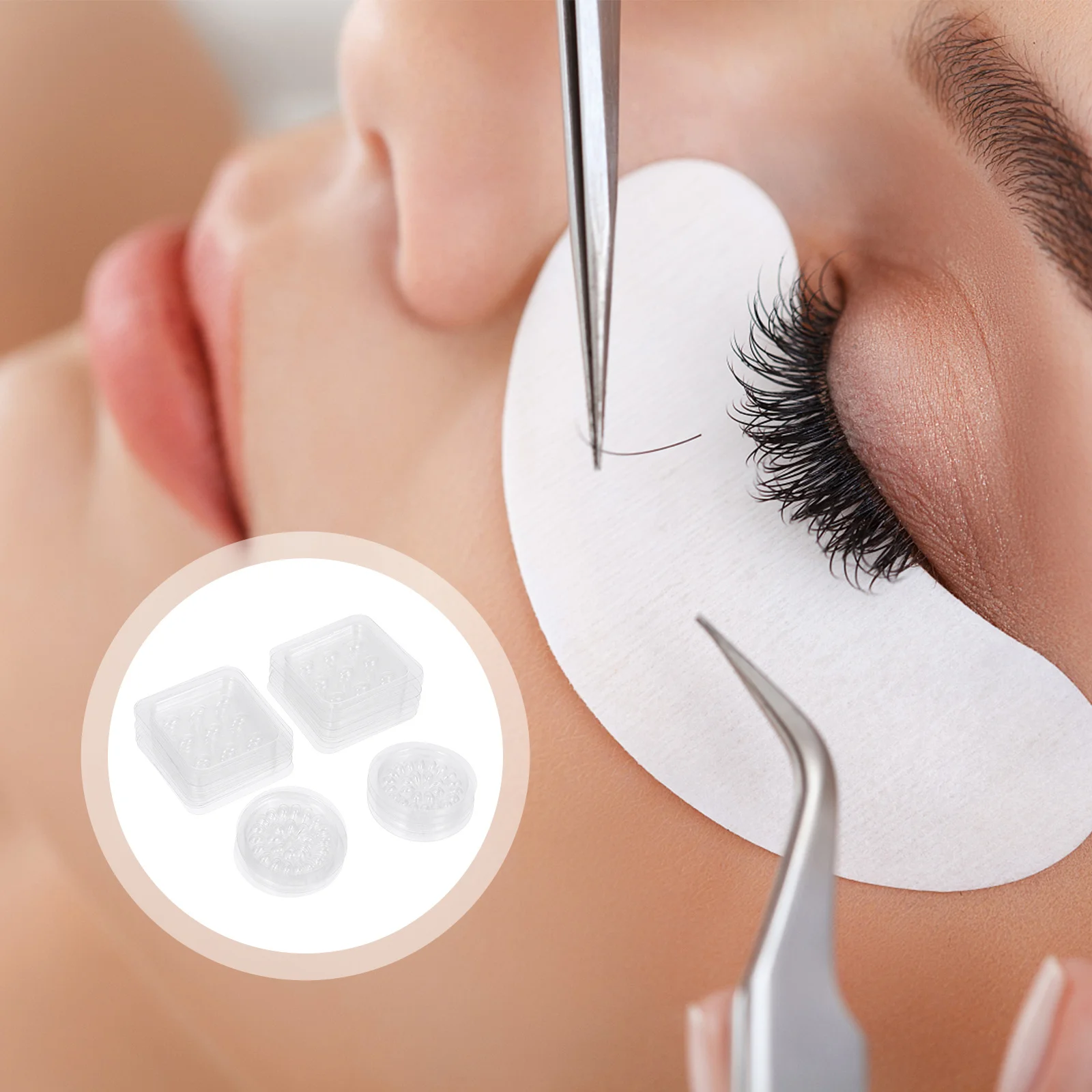 40 個のまつげパレットパッド高速分離移植ホルダー再利用可能な簡単キットまつげ接着剤リムーバーとプライマー用