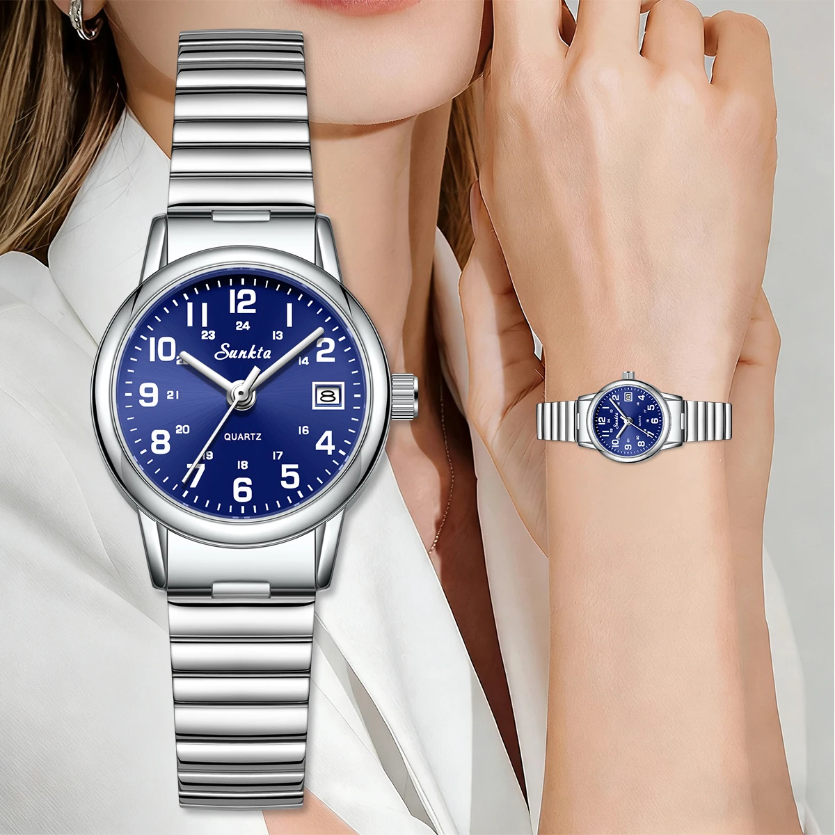 

SUNKTA женские часы роскошные модные элегантные женские наручные часы водонепроницаемые часы для женщин браслет из нержавеющей стали Reloj Mujer