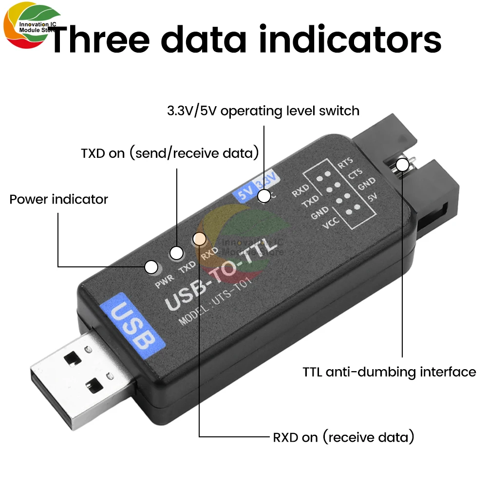 USB to TTL Converter UART Free Driver TypeC Module USB to Multi-channel Serial Port Download CH343G